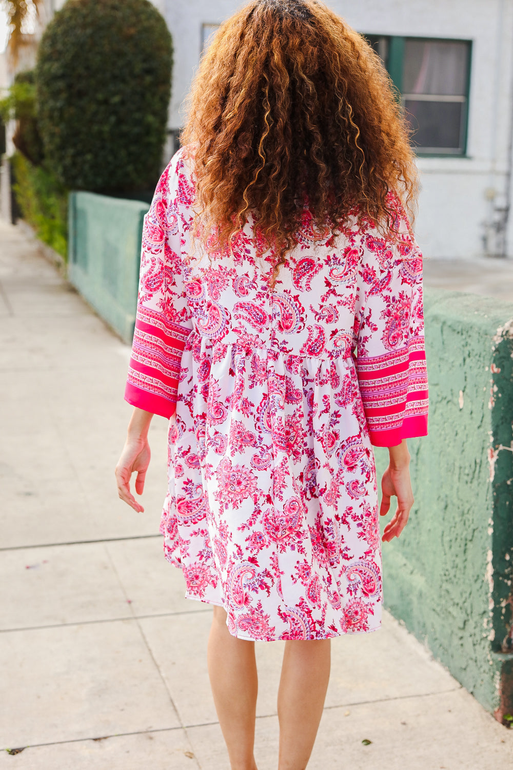 Let's Meet Up Red & Pink Paisley Drop Shoulder Kimono Dress